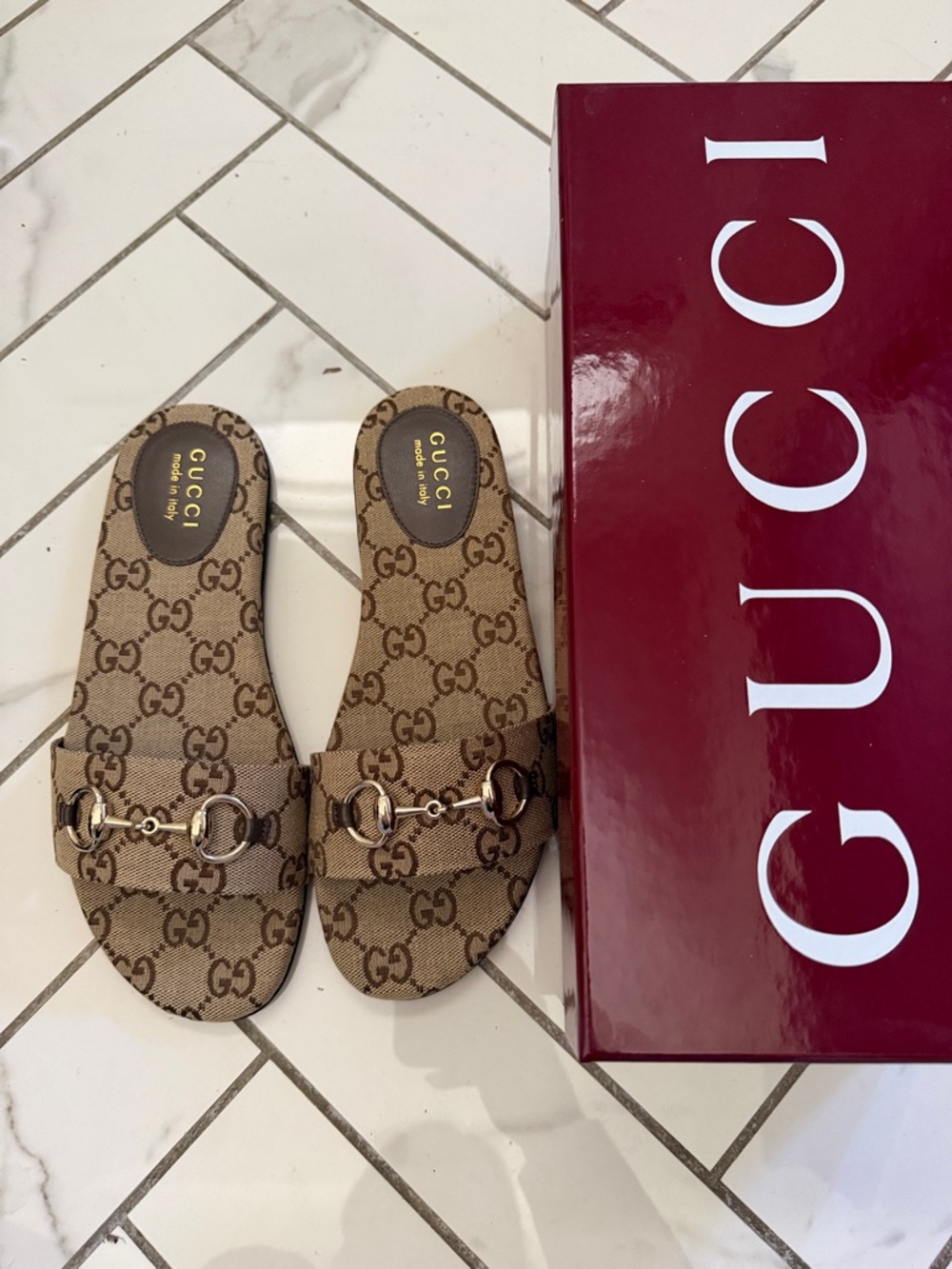 Gucci Brown GG Canvas Horsebit Mules